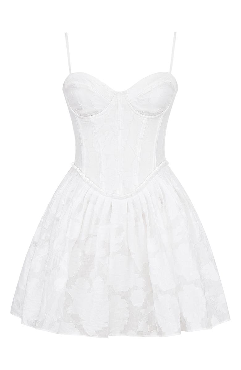 HOUSE OF CB Nerissa Corset Bodice Cotton Blend Fit & Flare Minidress, Alternate, color, White