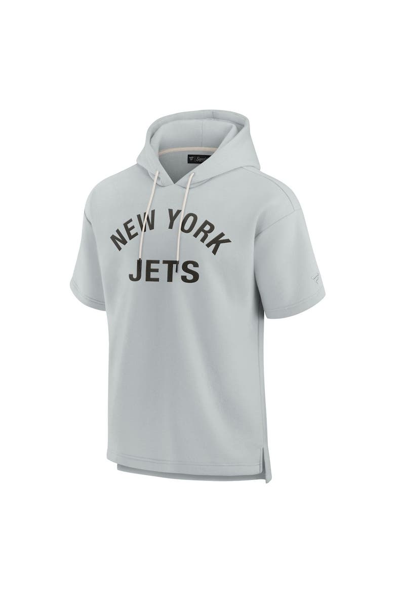 Unisex Fanatics Signature Gray New York Jets Super Soft Fleece Short Sleeve Hoodie, Alternate, color, Gray