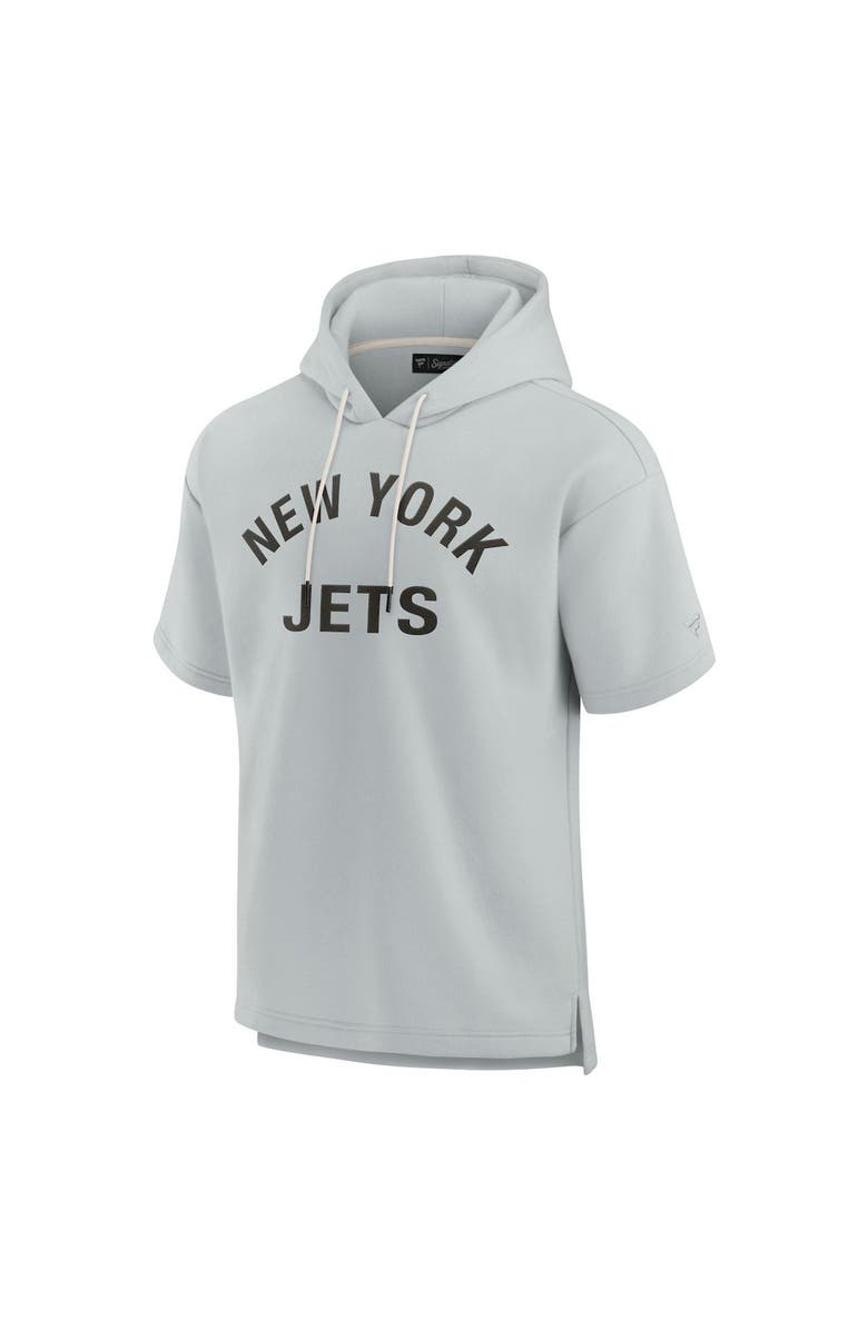 Fanatics Signature Unisex Fanatics Signature Gray New York Jets Super Soft Fleece Short Sleeve Hoodie, Alternate, color, Gray