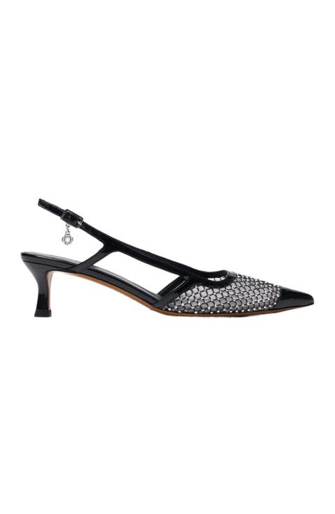 Rhinestone mesh pumps