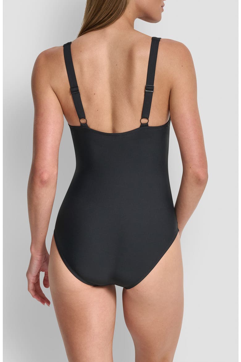 Buckle One-Piece Swimsuit, Alternate, color, BLACK