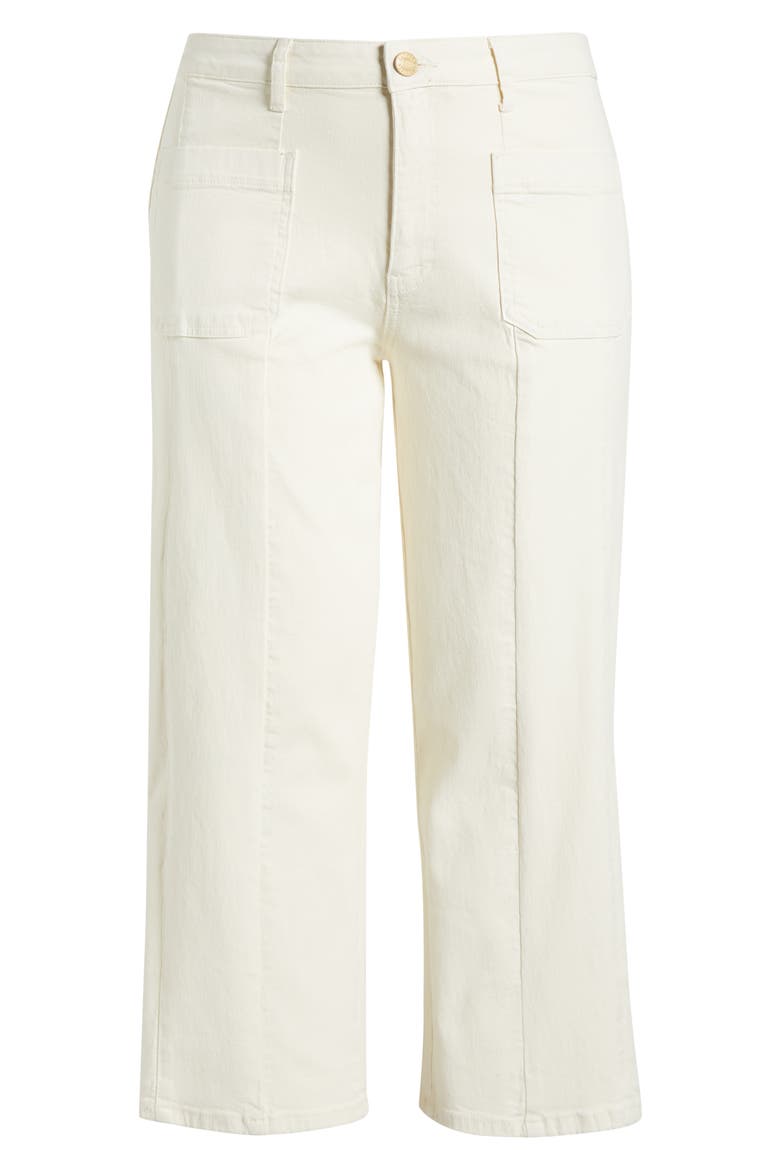 Patch Pocket High Waist Crop Wide Leg Jeans, Alternate, color, ECRU