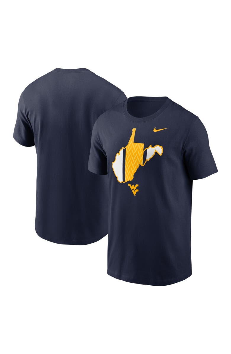 Nike Men's Nike Navy West Virginia Mountaineers Campus State Shape T-Shirt, Main, color,