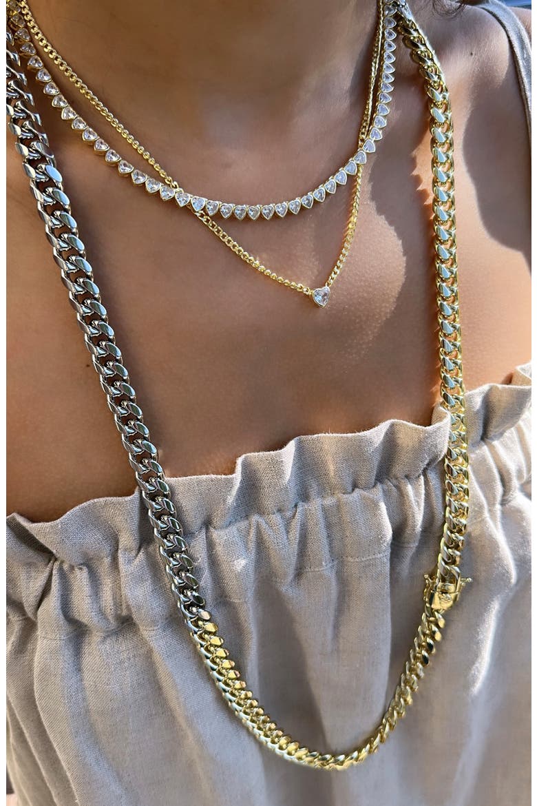 Fancy Bezel Pendant Necklace, Alternate, color, GOLD/ WHITE/HEART