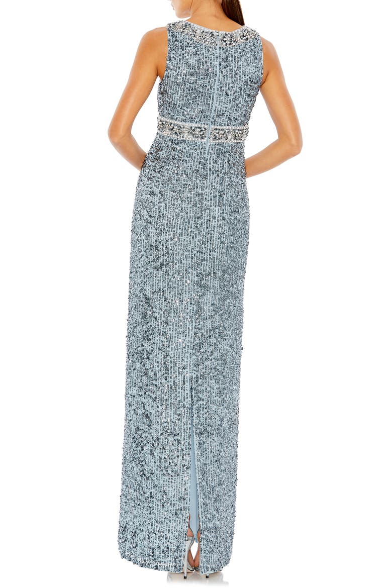 Sequined Sleeveless Embellished Neckline Gown, Alternate, color, SLATE BLUE