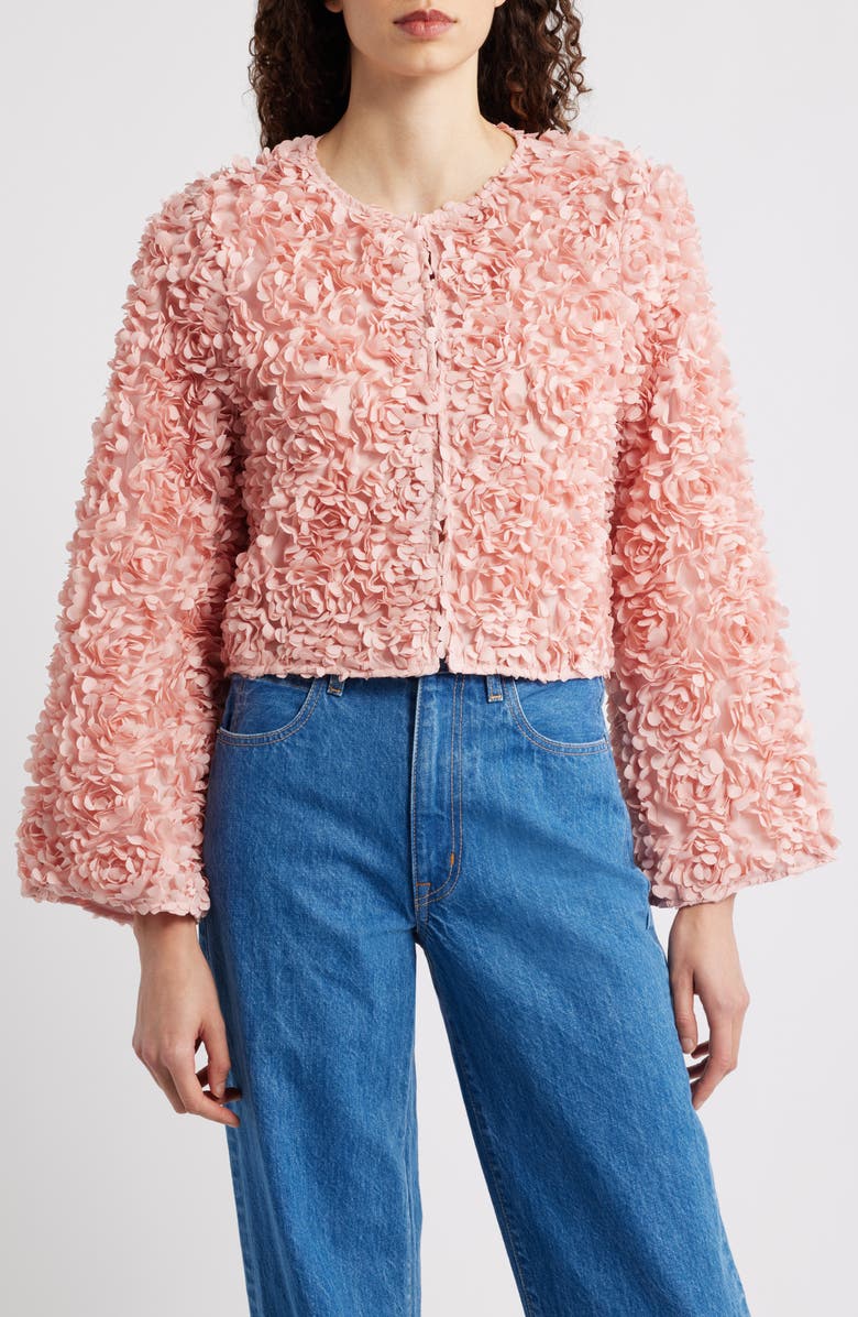CIEBON Elliott Flower Embellished Crop Jacket, Alternate, color, 