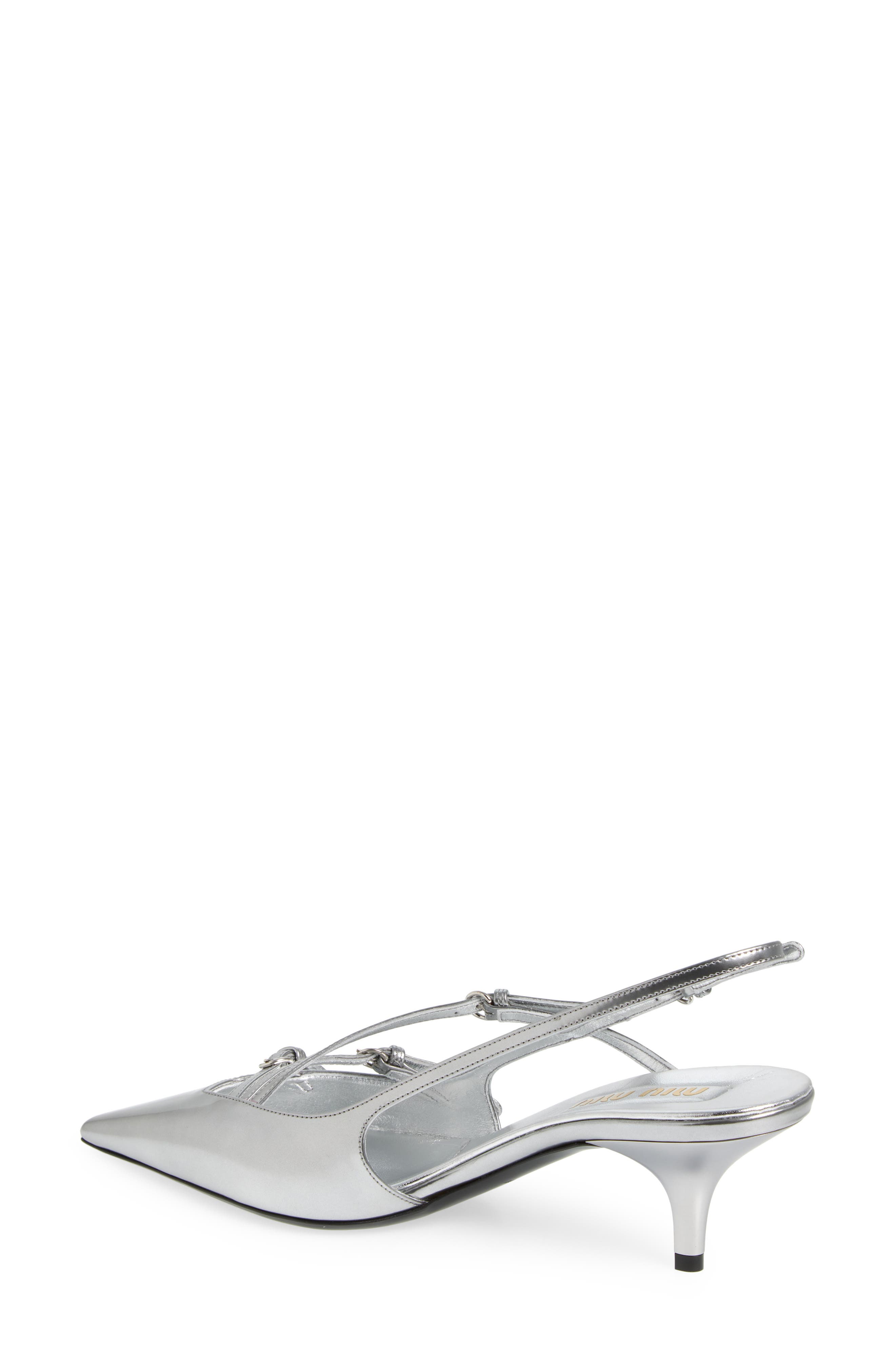 Miu Miu Show Buckle Slingback Pump, Alternate, color, Argento