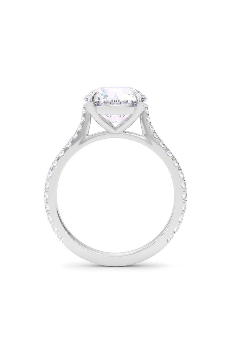HauteCarat Round Brilliant Cut Pavé Lab Grown Diamond Ring, Alternate, color, 2.00 Ctw 18K White Gold