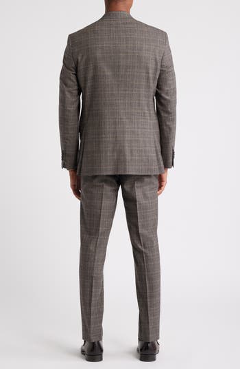 Jay Slim Fit Brown Glen Plaid Stretch Wool Suit
