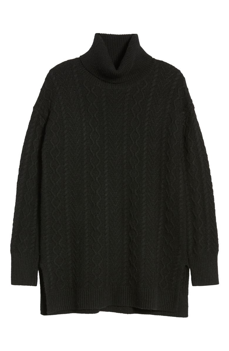 Halogen<sup>®</sup> Cable Turtleneck Tunic Sweater, Alternate, color,