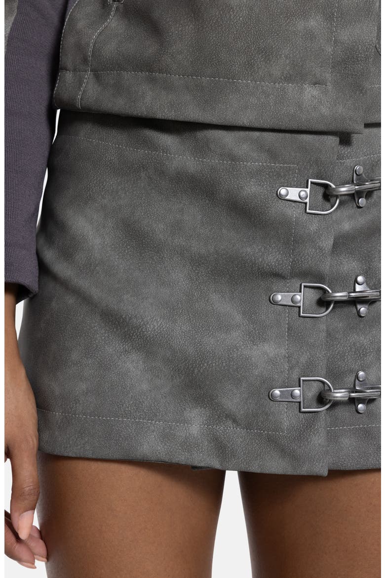 Faux Leather Miniskirt, Alternate, color, GREY