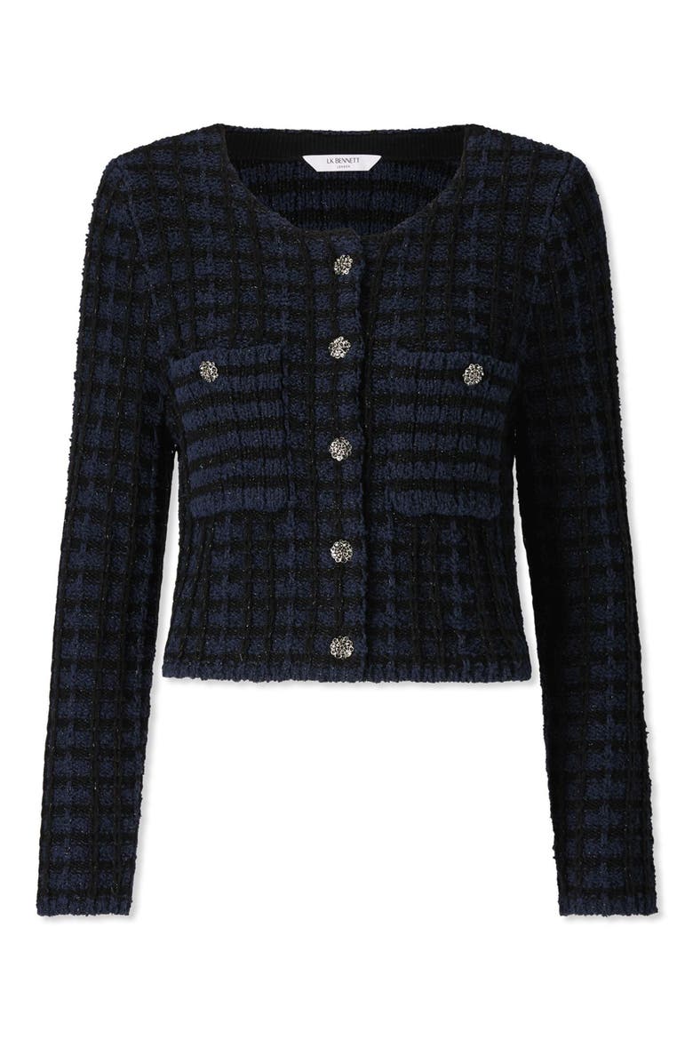 Millie Metallic Fluffy Cardigan, Alternate, color, BLACK NAVY