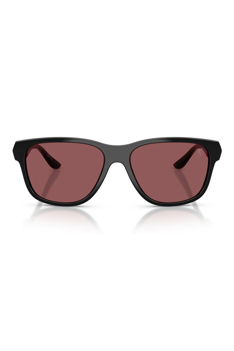 57mm Pillow Sunglasses, Main, color, BLACK SHINY / RED CONTRAST PRO