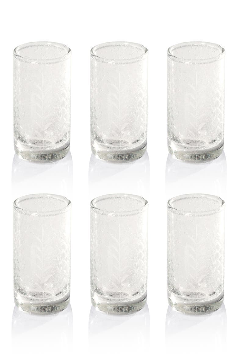 Etched Set of 6 Tequila Sipping Glasses, Main, color, CLEAR