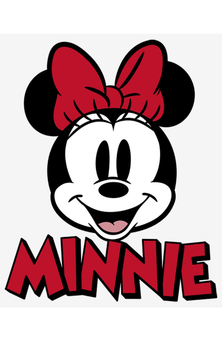 Mickey & Friends Women's Mickey & Friends Retro Minnie Mouse Big Face  Graphic T-Shirt, Alternate, color, White