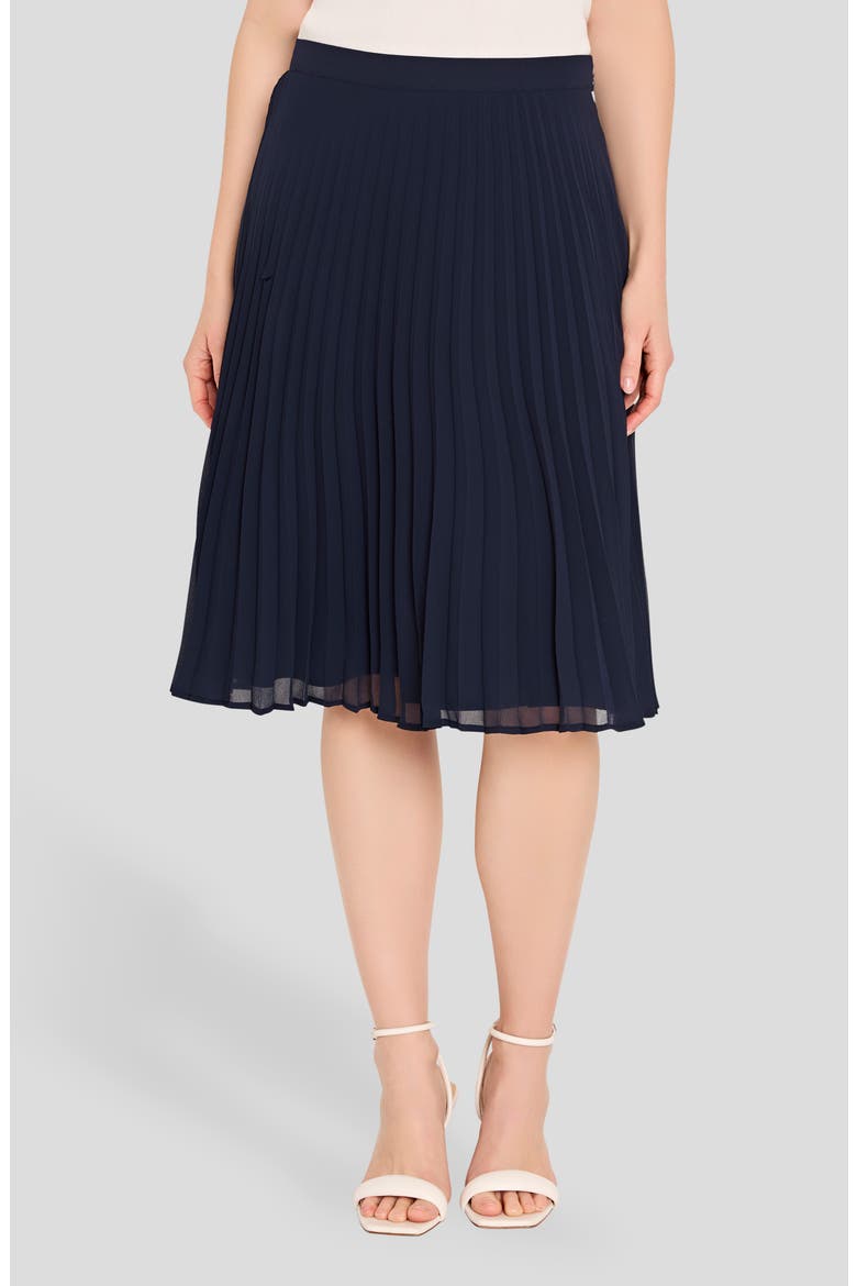 Pleated Chiffon Skirt, Main, color, NEW NAVY