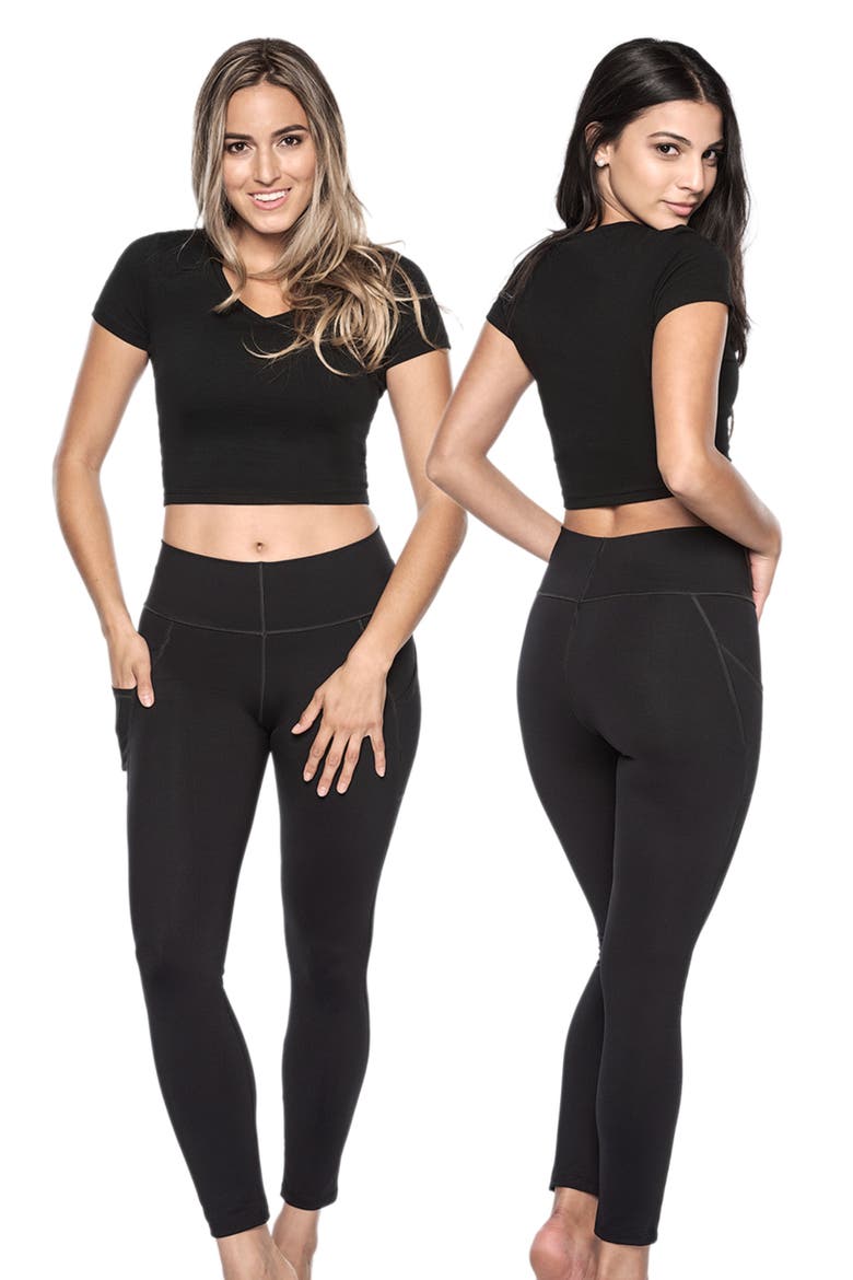 High Waist Postpartum Butt Lifting Compression Leggings, Alternate, color, BLACK