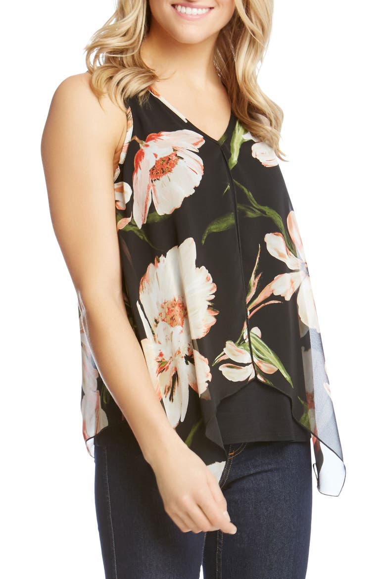 Sheer Floral Overlay Top, Main, color, PRINT