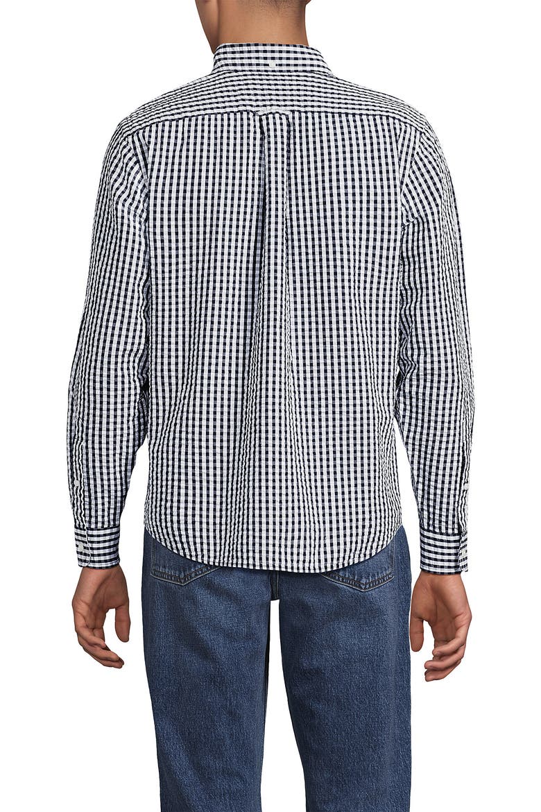 Long Sleeve Seersucker Shirt, Alternate, color, Radiant Navy/White Gingham