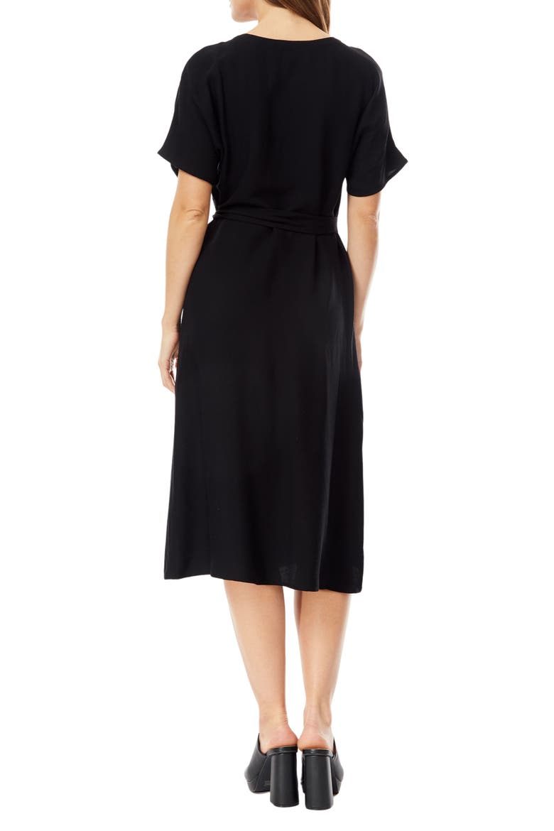 Lucille Crepe Midi Dress, Alternate, color, BLACK