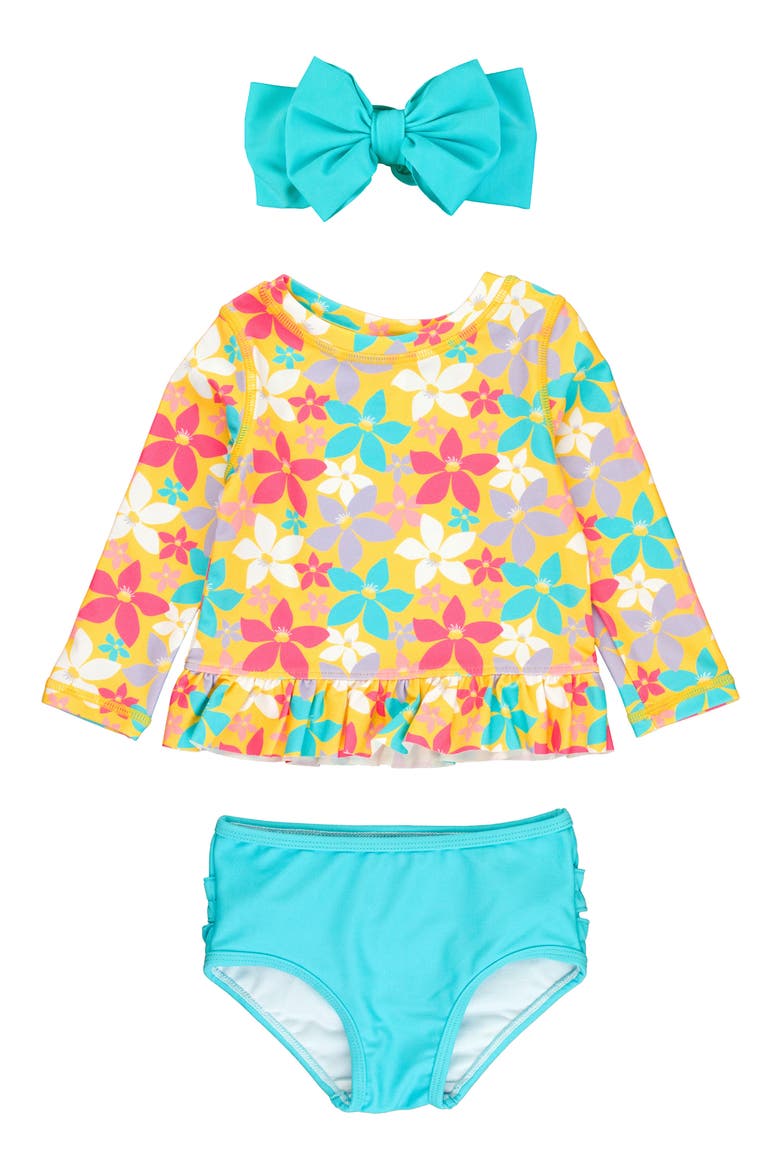 Endless Summer Two-Piece Rashguard Swimsuit & Headband Set, Main, color, YELLOW