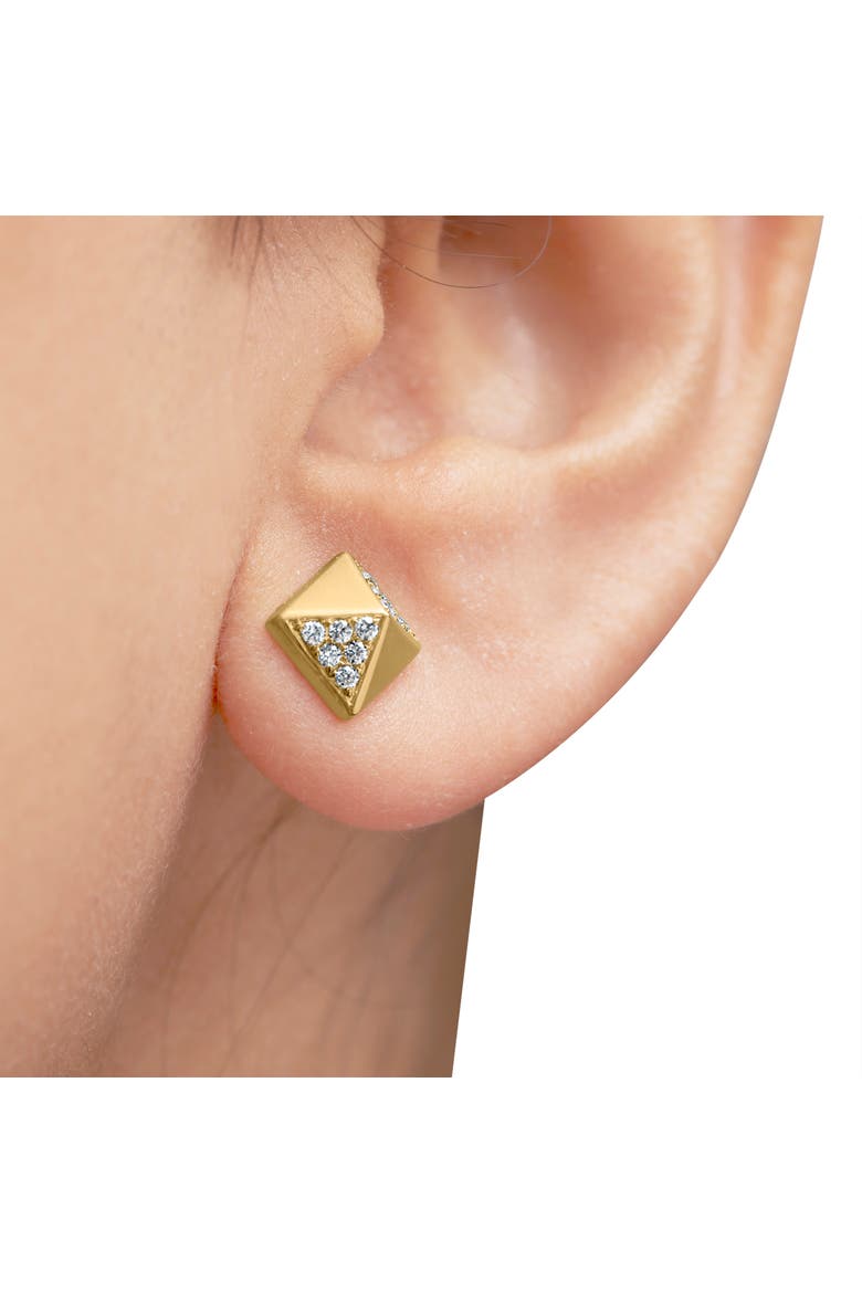 14K Yellow Gold 1/4 Cttw Diamond Pyramid Stud Earring, Alternate, color, Yellow