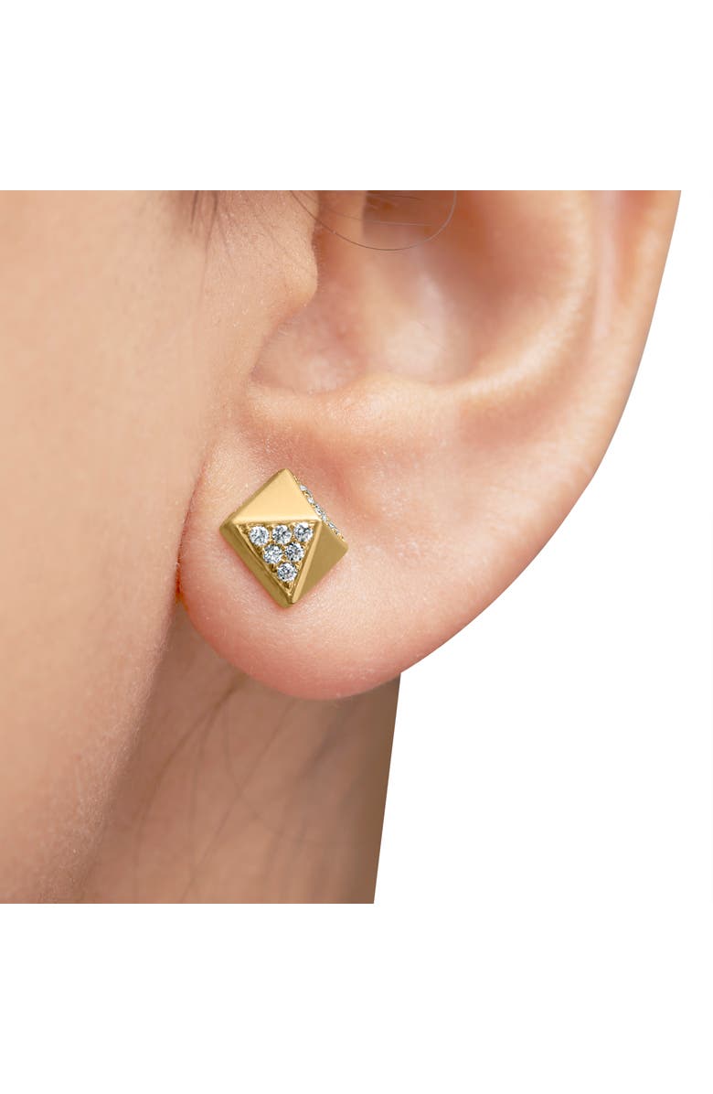 Haus of Brilliance 14K Yellow Gold 1/4 Cttw Diamond Pyramid Stud Earring, Alternate, color, Yellow