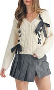 All in Favor Bow Cable Stitch Cardigan