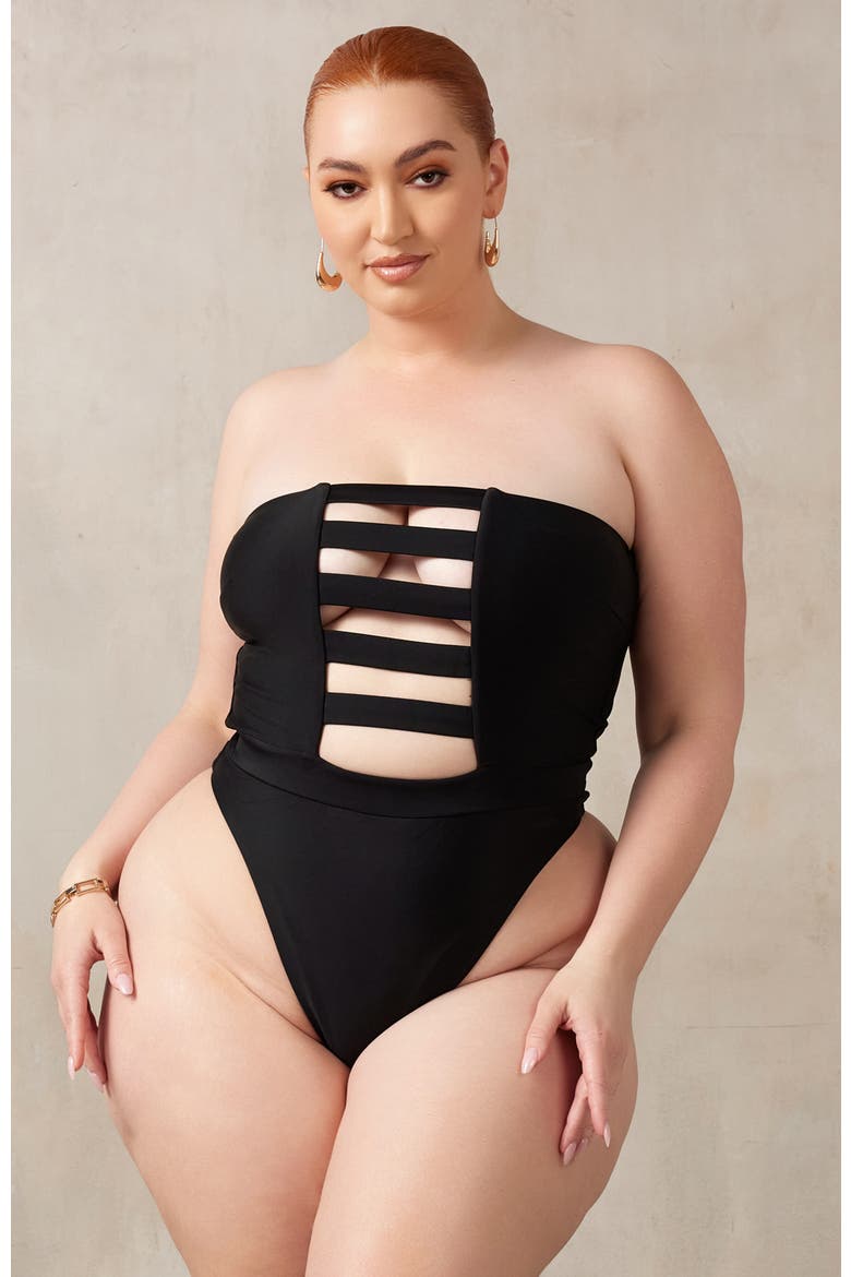 Zen One-Piece Swimsuit, Alternate, color, Black