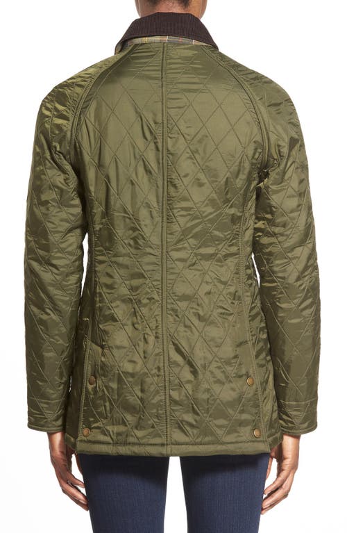 Barbour Beadnell Polarquilt Plaid-trim Utility Coat In Green