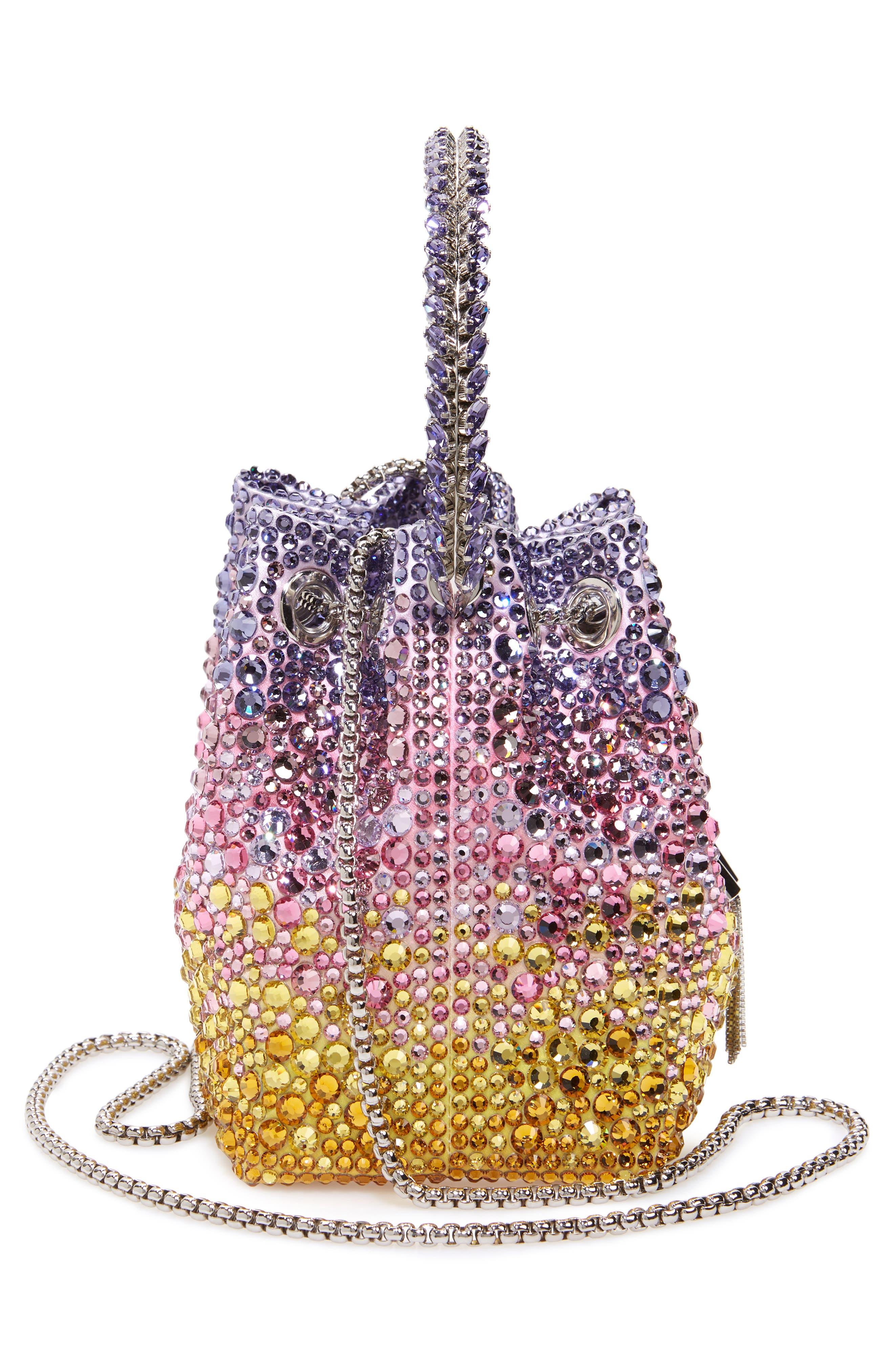 Bon Bon Crystal Embellished Top Handle Pouch, Alternate, color, SUNSET