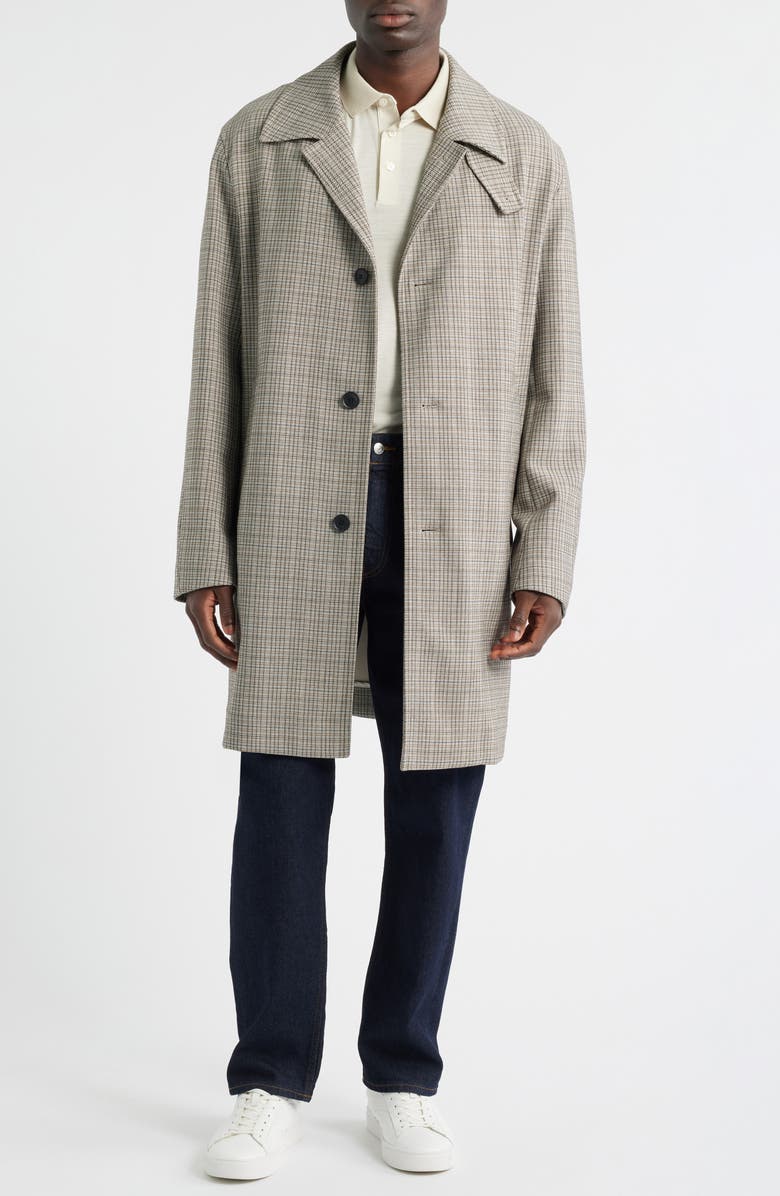 BOSS Clark Plaid Coat, Main, color, Medium Beige