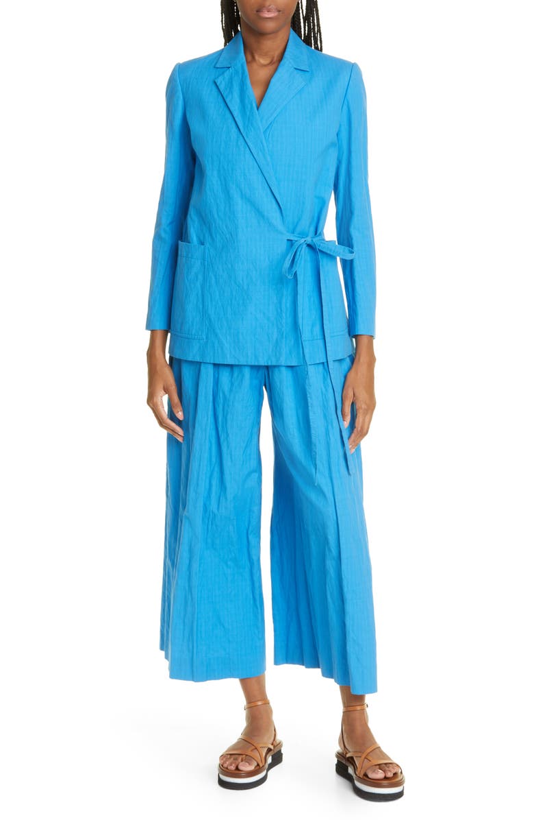 JASON WU Tie Detail Linen & Cotton Blazer, Alternate, color,