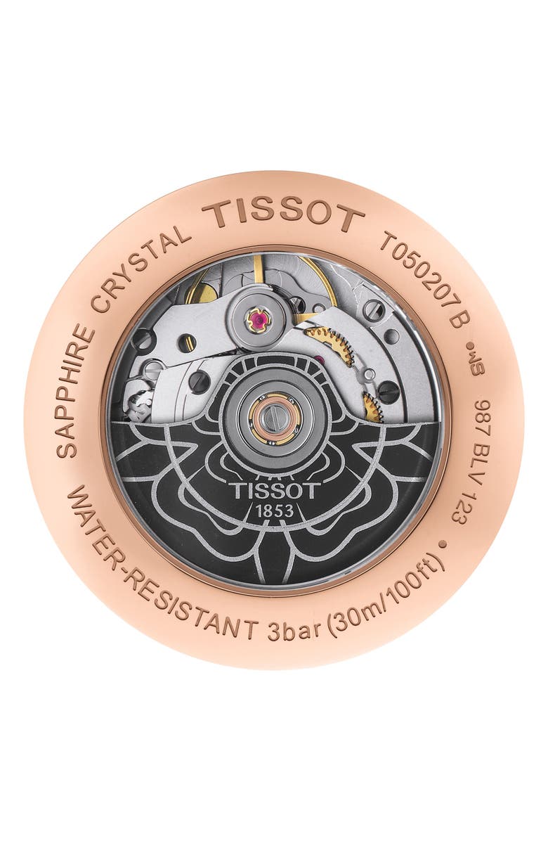 Tissot Lady Heart Flower Power Faux Leather Strap Watch, 35mm, Alternate, color, White