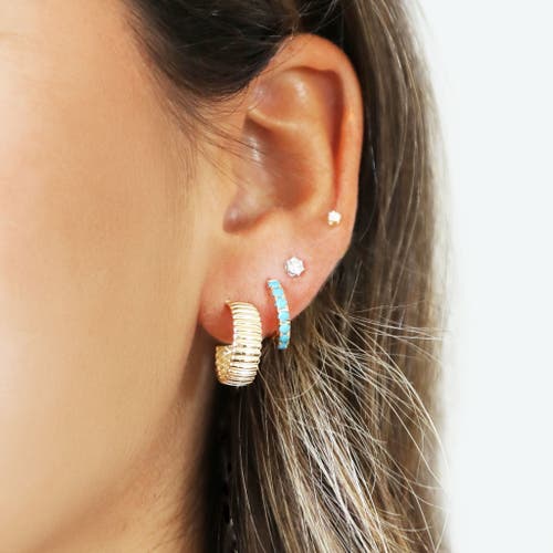 The Lovery Fine Jewelry Turquoise Huggie Hoop Earrings In Gold