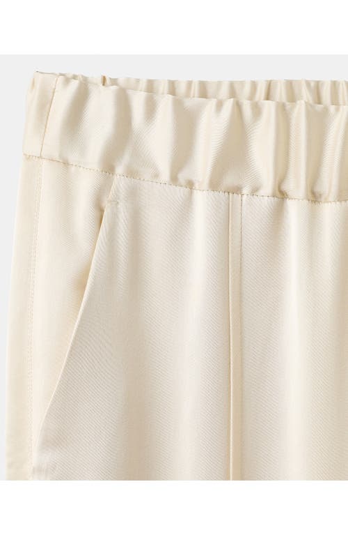 Mango Satin Slit Hem Wide Leg Pants In White
