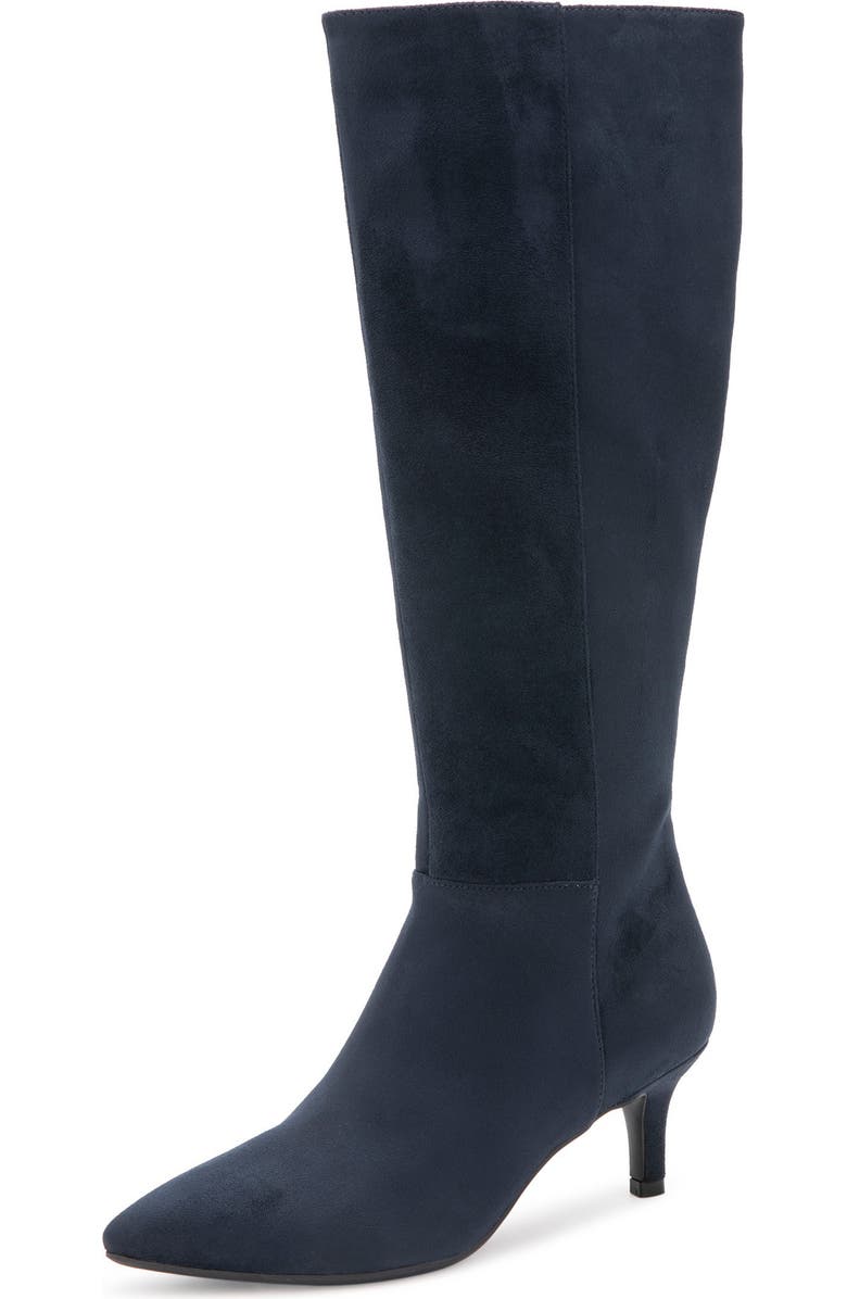 Aerosoles Epic Stretch Kitten Heel Tall Boot, Alternate, color, Navy Faux Suede