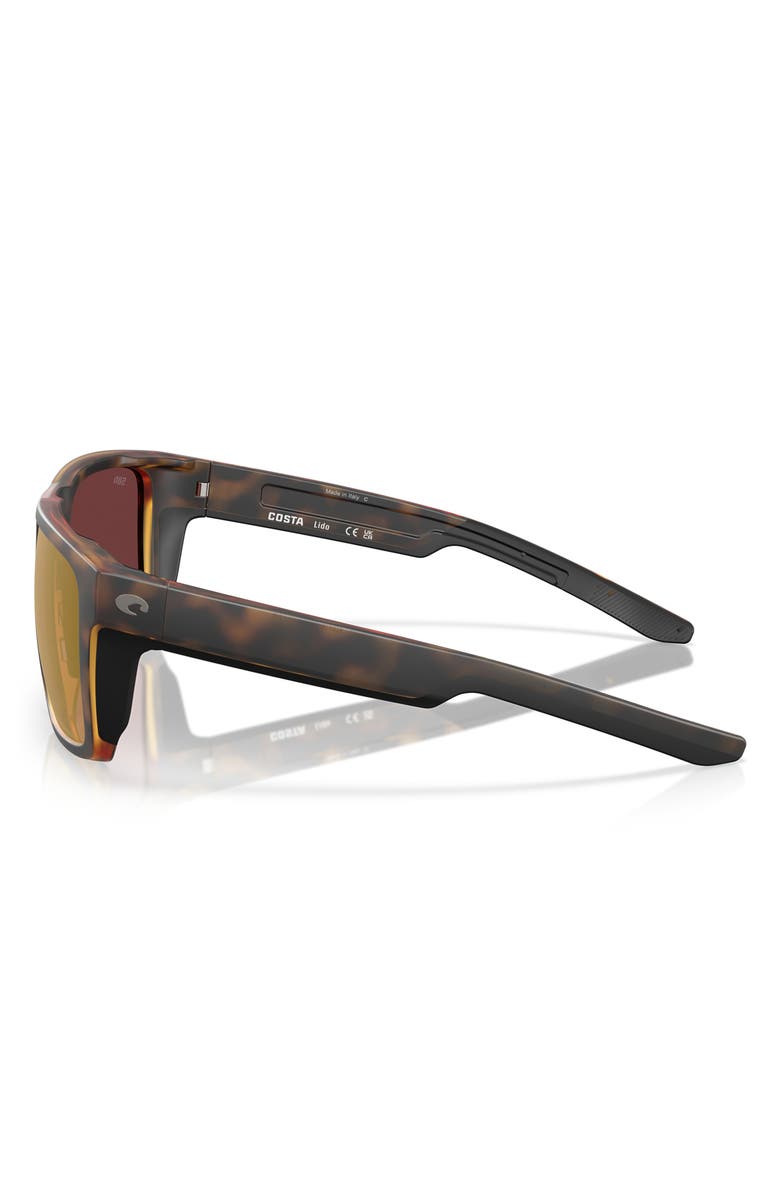 Costa Del Mar 57mm Polarized Square Sunglasses, Alternate, color, Matte Tortoise/ Gold 580G