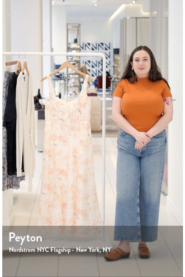 Lilah Floral Eyelet Embroidered Corset Midi Dress video
