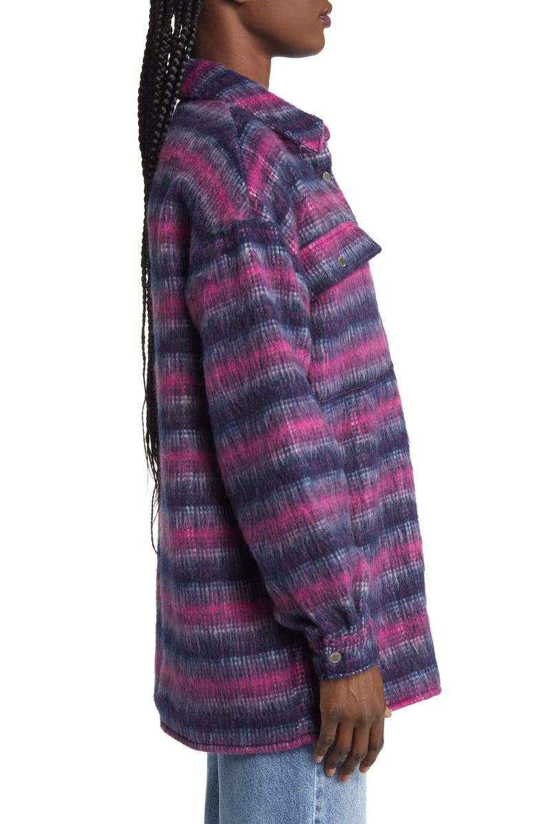 Noisy may Lulla Stripe Recycled Polyester Blend Shacket, Alternate, color,