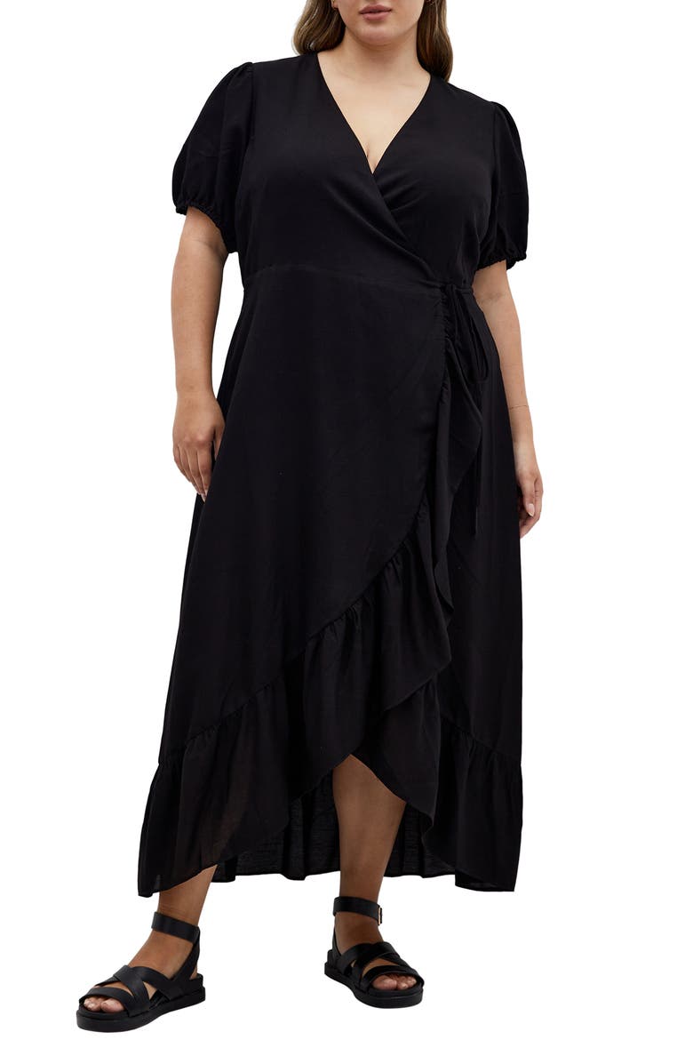Sarina Maxi Wrap Dress, Main, color, BLACK