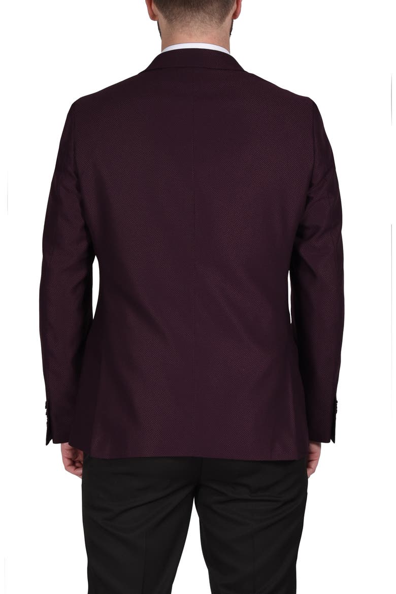 Burgundy Peak Lapel Slim Fit Blazer, Alternate, color, BURGUNDY