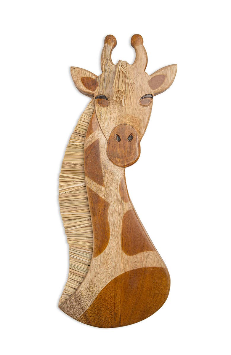 CRANE BABY Safari Animal Wooden Wall Decor, Main, color, Brown Giraffe