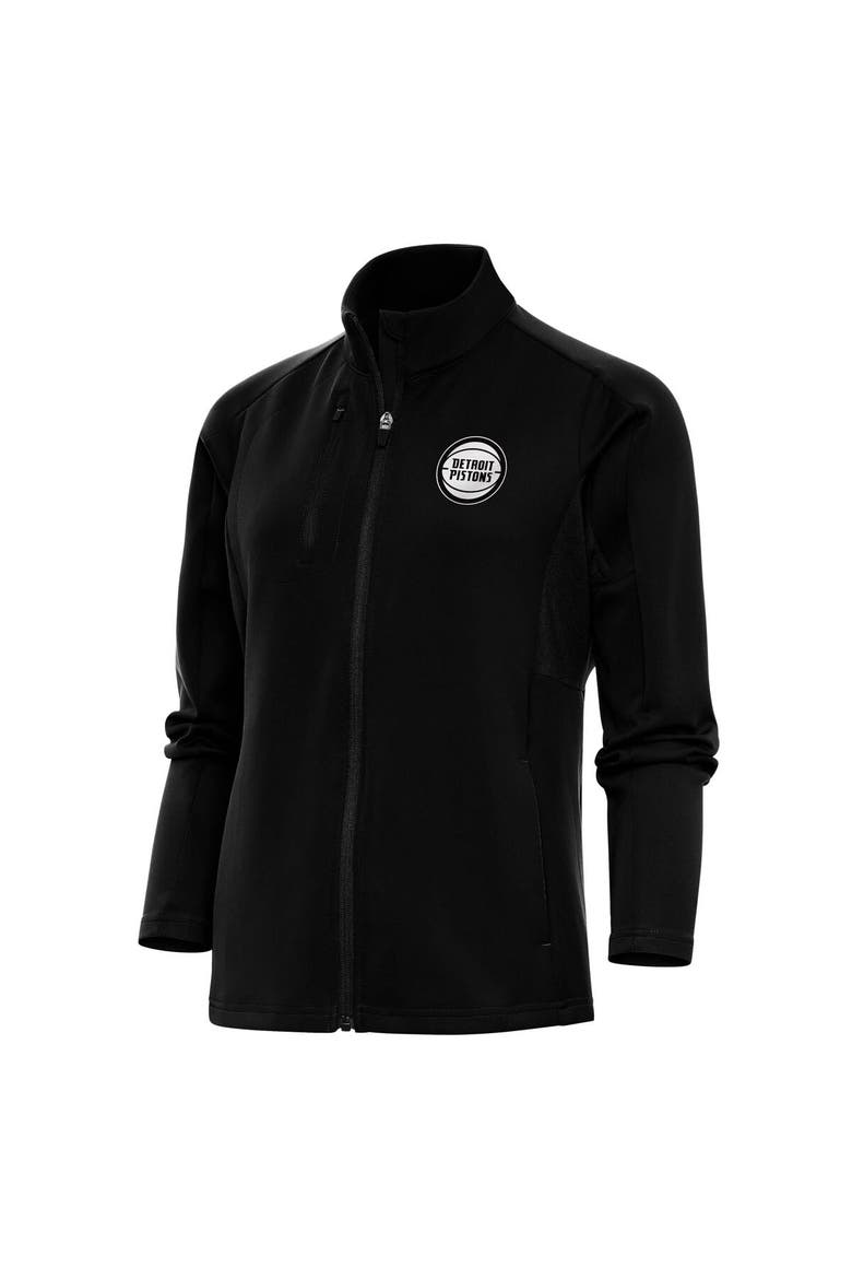 Women's Antigua  Black Detroit Pistons Metallic Logo Generation Full-Zip Jacket, Main, color, Black