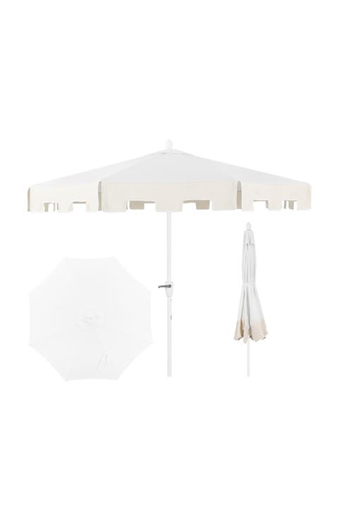 Baiona 9 ft. Classic MidCentury Market Patio Umbrella with UV Protection, Auto-Tilt, Crank and Wind Vent