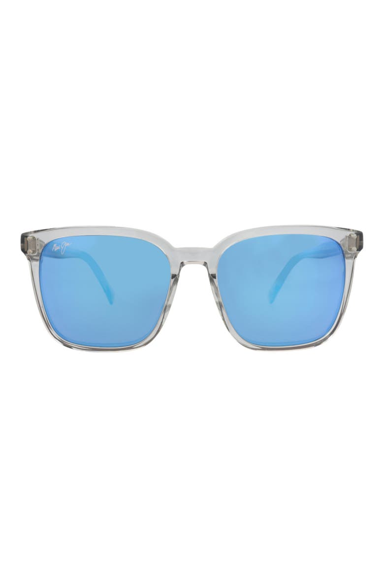 54mm Blue Hawaii Polarized Mirrored Square Sunglasses, Main, color, CRYSTAL CRYSTAL BLUE