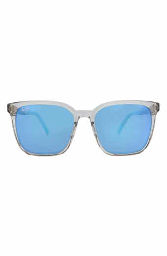 54mm Blue Hawaii Polarized Mirrored Square Sunglasses