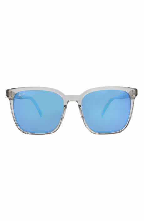 54mm Blue Hawaii Polarized Mirrored Square Sunglasses