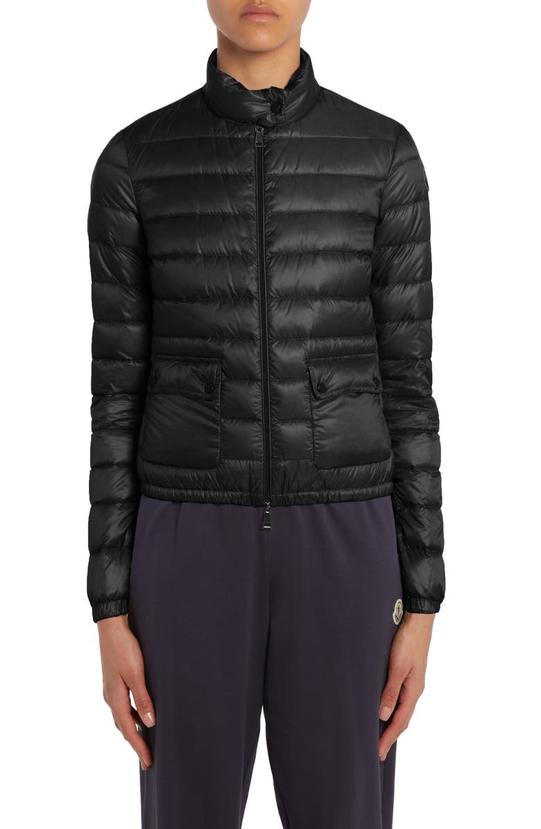 Moncler Lans Channel Quilted Down Moto Jacket, Main, color, 