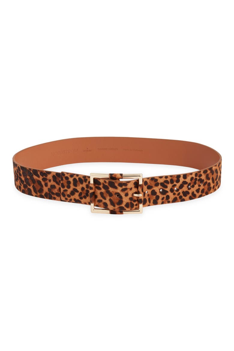 Daphne Genuine Calf Hair Belt, Main, color, LEOPARD